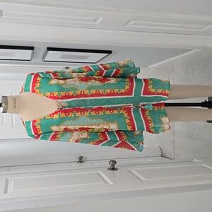 🌸 Vibrant Sheer Cover-Up with Regal Chain & Stripe Design 🌸